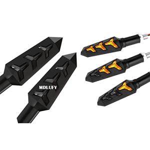MDLUFY バイク シーケンシャル ウインカー 12V led 流れるウィンカーライト バイク 前後左右セット 矢印形 アンバー led ウィンカー/デイライト 機能 高耐久性