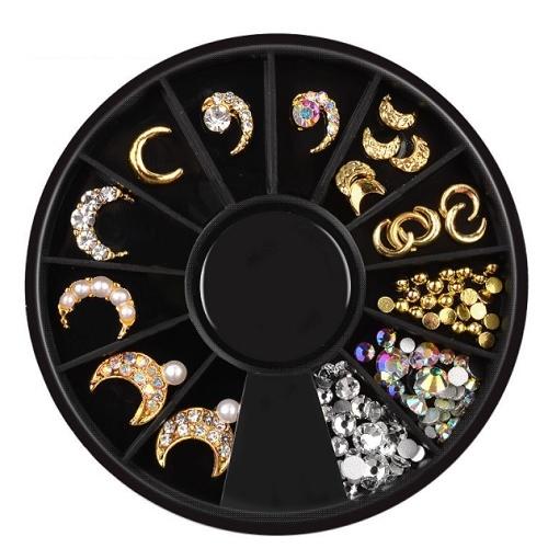 art-012 ラインストーン ネイルパーツ　月　ムーン ネイルパーツ 大きい 3Dパーツネイルデコ...