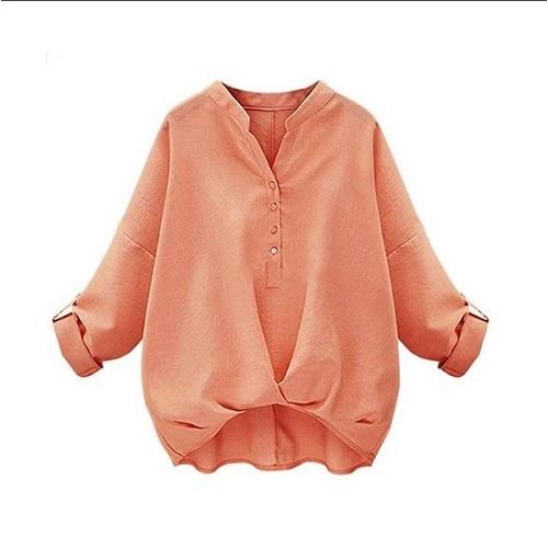 レディース スキッパーシャツ 袖ボタン付き 長袖 7分袖 袖の長さ調整可 カシュクール ブラウス