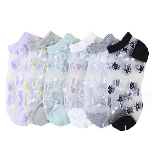 マリン柄　レースソックス　レディース　靴下　夏　通気性　可愛い　シンプル　パステルカラー　フリーサイ...