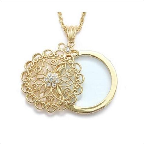 ルーペ ペンダント スライド式 ネックレス 繊細な透かしレースが美しく胸元を華やかに彩ります 拡大鏡...