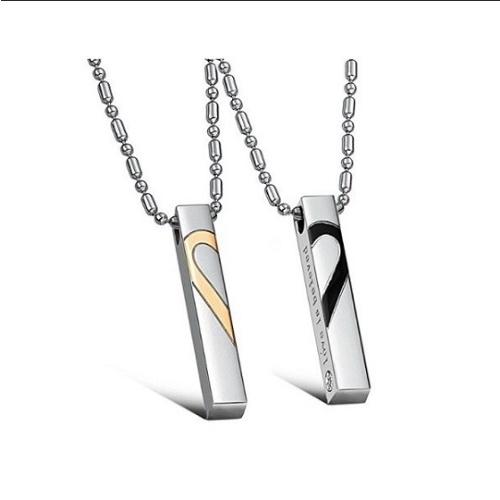 【D-J0007】ペアネックレス カップル ハート ネックレス メンズ お揃い プレート ペンダント...