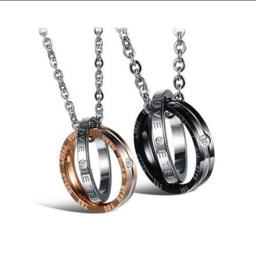 【D-J0008】リング モチーフ ペア カップル　ネックレス アクセサリー ステンレス 愛の言葉 ...