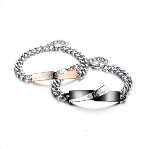 【D-J0013】ペアブレスレット 刻印入り「Love」 ステンレス シルバー ペア プレゼント　記...
