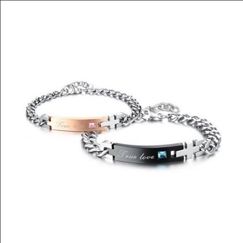 【D-J0014】ペアブレスレット 刻印「True Love」 ステンレス シルバー ペア　カップル...