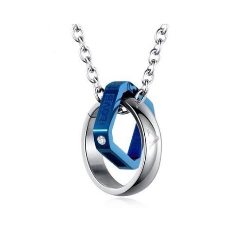 【D-J0022】ネックレス メンズ ダブルリング サージカル ステンレス ペンダント プレゼント　...