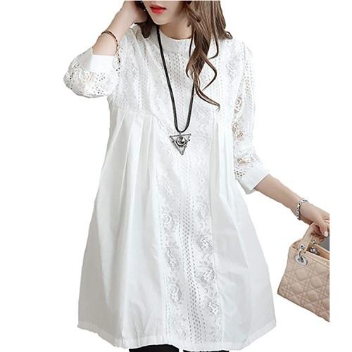 レースブラウス　マタニティ　ゆったり　体型カバー　大きめ　レディース　ブラウス　チュニック