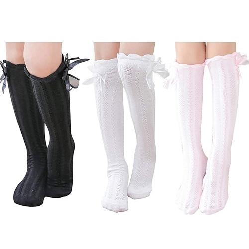 キッズソックス 靴下 3足セット ハイソックス ガールズ 子供フォーマル服用 可愛い リボン 入学式...