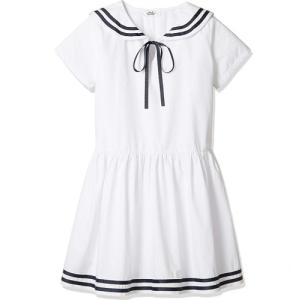 女の子　ワンピース　ドレス　海兵風　セーラータイプ　可愛い　シンプル　フォーマル　４歳〜10歳　120ｃｍ　130ｃｍ　2色展開