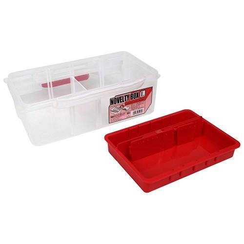 工具箱 ツールボックス　救急箱　裁縫箱　薬箱　小物箱　297×180×126mm　赤色　プラスチック...