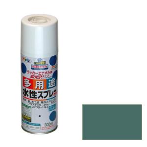 スプレー塗料 水性塗料　300ML　Oグリーン色 アサヒペン (プラモデル/フィギュア/ジオラマ/発泡スチロール/鉄)｜diy-kiraku
