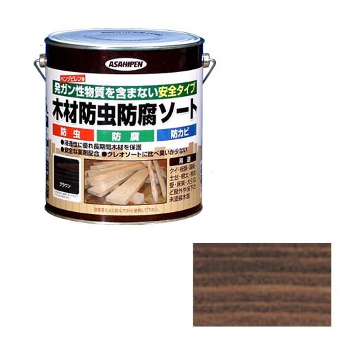 ウッドデッキ 塗料 防虫塗料 防腐剤 アサヒペン・木材防虫防腐ソート・2.5L　ブラウン