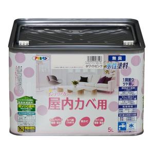 アサヒペン NEW水性インテリアカラー屋内カベ用 ホワイトピンク 5L