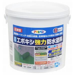 アサヒペン 水性2液型エポキシ強力防水塗料 ライトグレー 5Kgセット