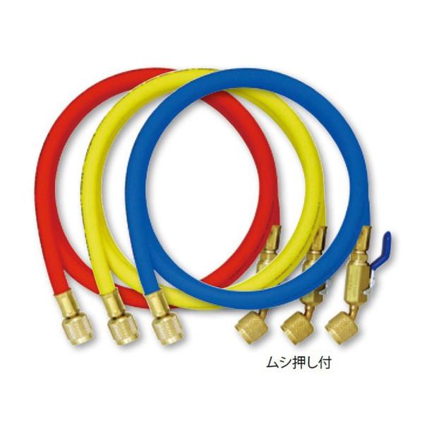 アサダ 1/4 チャージングホースプラスII ボールバルブ付け 赤 92cm Y29636