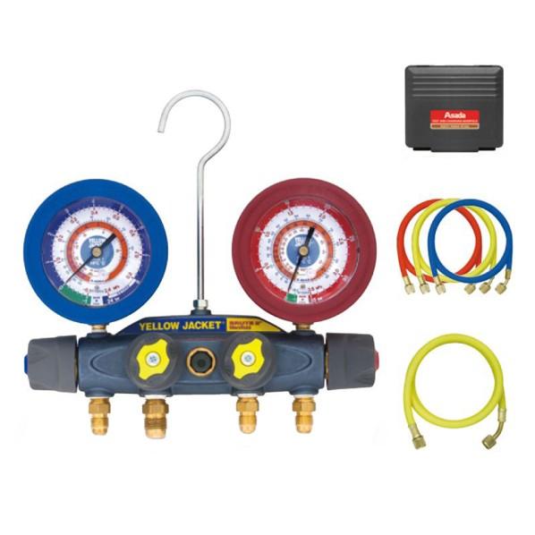 アサダ R407CR・R134a用ブルート2マニホールド 標準ホース付 152cm Y409235C...