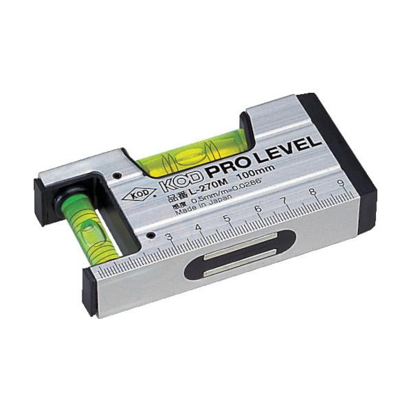 アカツキ 箱型マグネット付アルミレベル（プロレベルマグネット付き・水平器） 100mm L-270M