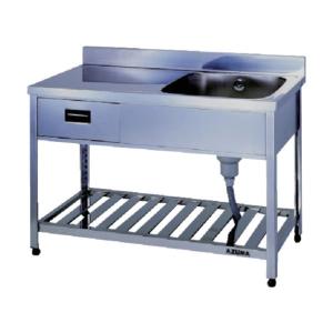 900×600×800 東製作所 HPOM1-900-L 引出し付一槽水切シンク左水槽 業務用引出し付き一槽水切シンク