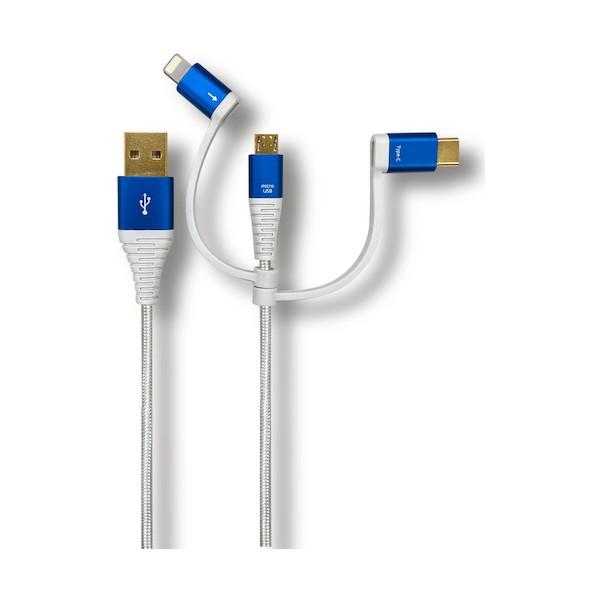 エアージェイ プレミアム3in1 USB充電ケーブル 1M BL UKJ-PLMC100 BL