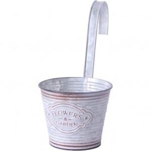 ベストコ フラワーズ ガーデン カップ付 ハンキングポット NE-730 アンティーク 鉢カバー 小物入れ ブリキ 収納 インテリア オシャレ