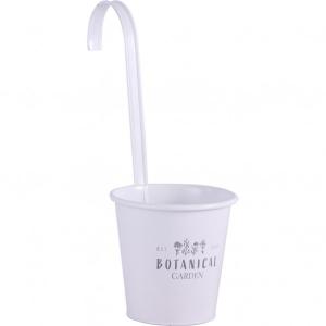 ベストコ ボタニカル ガーデン ハンキングポット カップ付  ホワイト ホワイト NE-740 アンティーク 鉢カバー 小物入れ ブリキ 収納 インテ