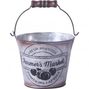 ベストコ ファーマーズ マーケット ポット カップ付 S NE-750 アンティーク 鉢カバー 小物入れ ブリキ 収納 インテリア オシャレ