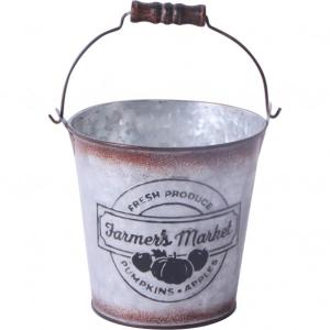ベストコ ファーマーズ マーケット ポット カップ付 M NE-751 アンティーク 鉢カバー 小物入れ ブリキ 収納 インテリア オシャレ