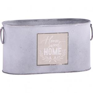 ベストコ ホーム スウィート オーバルポット カップ付 S NE-764 アンティーク 鉢カバー 小物入れ ブリキ 収納 インテリア オシャレ