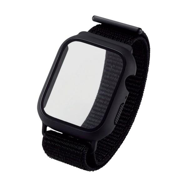 エレコム Apple Watch series7 45mm用フルカバーケース ガラス バンド一体型 ...