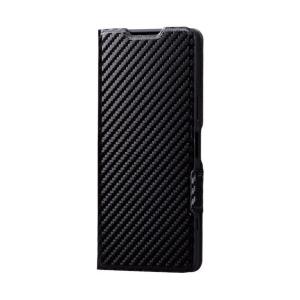 エレコム Xperia 5 IV用レザーケース 手帳型 薄型 磁石付き カーボン調(ブラック) PM-X224PLFUCB｜diy-tool