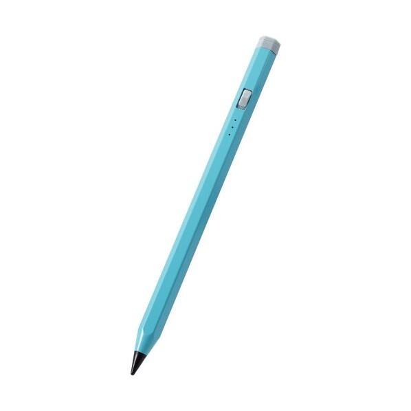 エレコム タッチペン 鉛筆型 六角軸 充電式 iPad専用 磁気吸着 USB-C充電 ブルー ブルー...