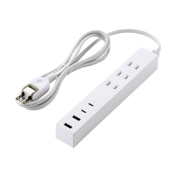 エレコム USBタップ USB-C×2 USB-A×2 AC×3 27W 1．5m ホワイト ホワイ...