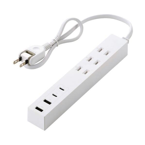 エレコム USBタップ USB-C×2 USB-A×2 AC×3 27W 0．5m ホワイト ホワイ...