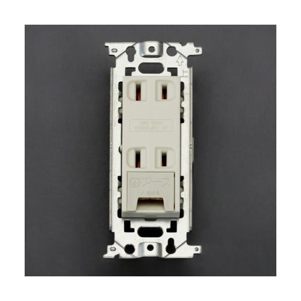 エスコ 125V/15A埋込コンセント(2口/アース付) (コンセント部)48×110×24.1(D...