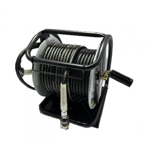 フジマック 高圧用C型ドラム 回転台付き スチール製 オートロックスウィングカプラ 30m ブラック...