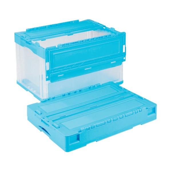 岐阜プラスチック工業 折りたたみコンテナーCS-S51NR 青/透明 CSS51NRBT