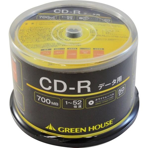 グリーンハウス CD-R データ用 1-52倍速 50枚スピンドル GH-CDRDA50 1個