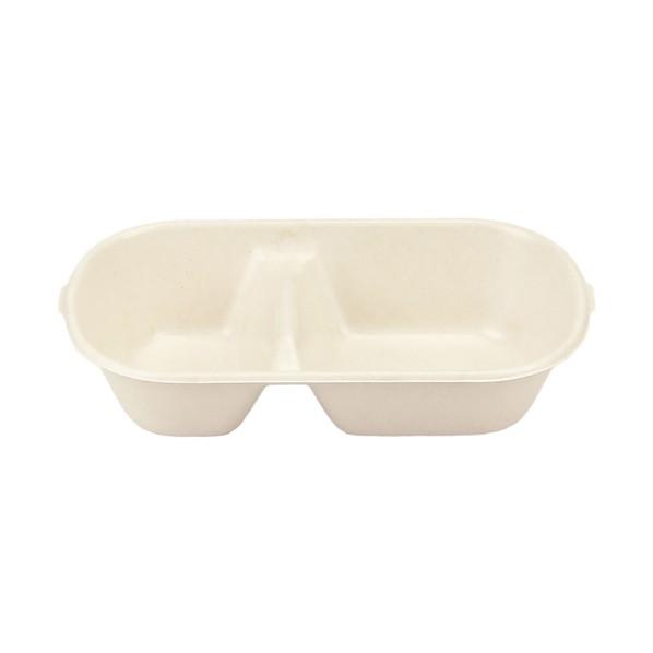 グリーンクロス 使い捨て食品容器 ECO&amp;BASIC バガス ランチボックス 850ml 仕切 ラミ...