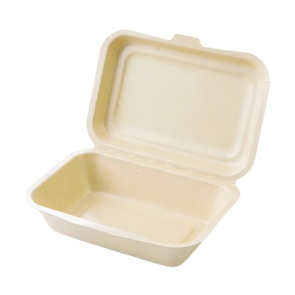 グリーンクロス 使い捨て食品容器 ECO&amp;BASIC バガス ランチボックス 450mlラミ加工 5...