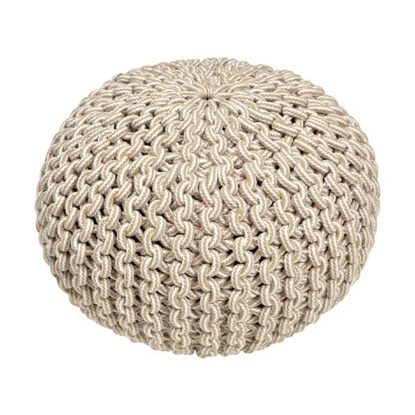 萩原 スツール ハンドメイド 綿100％の編み込み ブレイドプフ ベージュ/ホワイト Lサイズ 80...