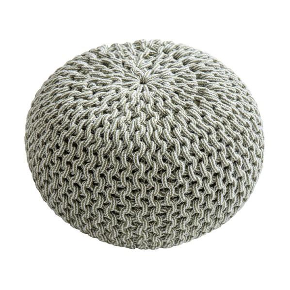 萩原 スツール ハンドメイド 綿100％の編み込み ブレイドプフ グリーン/ホワイト Lサイズ 80...