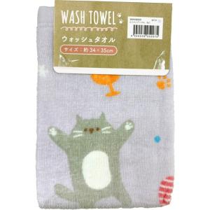 林 ハンドタオル とことこアニマル ねこ 約34×35cm WM498900 1枚