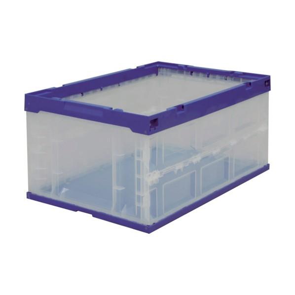 アイリスオーヤマ ハード折りたたみコンテナ ブルー/クリア HDOC-75L