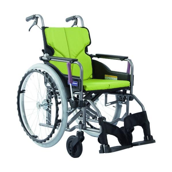 カワムラサイクル アルミ製標準型自走用車いすKMD-A22-40-M若草色 KMDA2240MNO8...