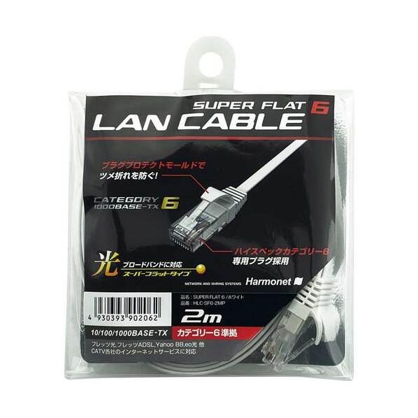 協和ハーモネット スーパーフラットケーブル カテゴリー6準拠 ケーブル長2m HLC-SF6-2MP