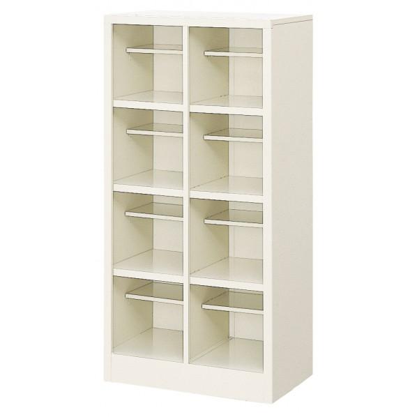 ※法人専用品※三島精器 オープンシューズボックス 2列4段(8人用) セミホワイト BS-8H2N