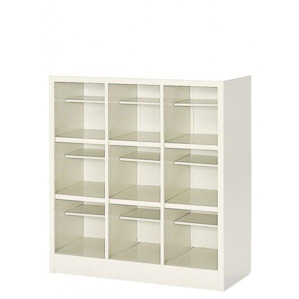 ※法人専用品※三島精器 オープンシューズボックス 3列3段(9人用) セミホワイト BS-9H3N