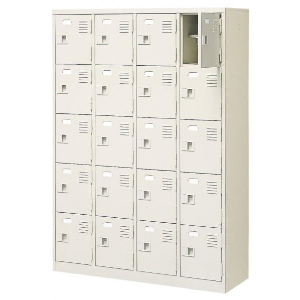 ※法人専用品※三島精器 扉付 シューズボックス 鍵無 4列5段(20人用) セミホワイト BST4-...