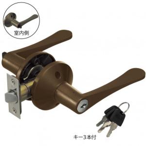 マツ六 リフォーム用レバーハンドル錠 鍵付個室用(鍵付間仕切錠) アンバー 7010171