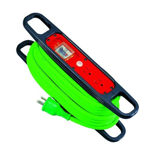 日動工業 ハンドリール１００Ｖ３芯×１０ｍ緑アース過負荷漏電しゃ断器付 HR-EK102-G